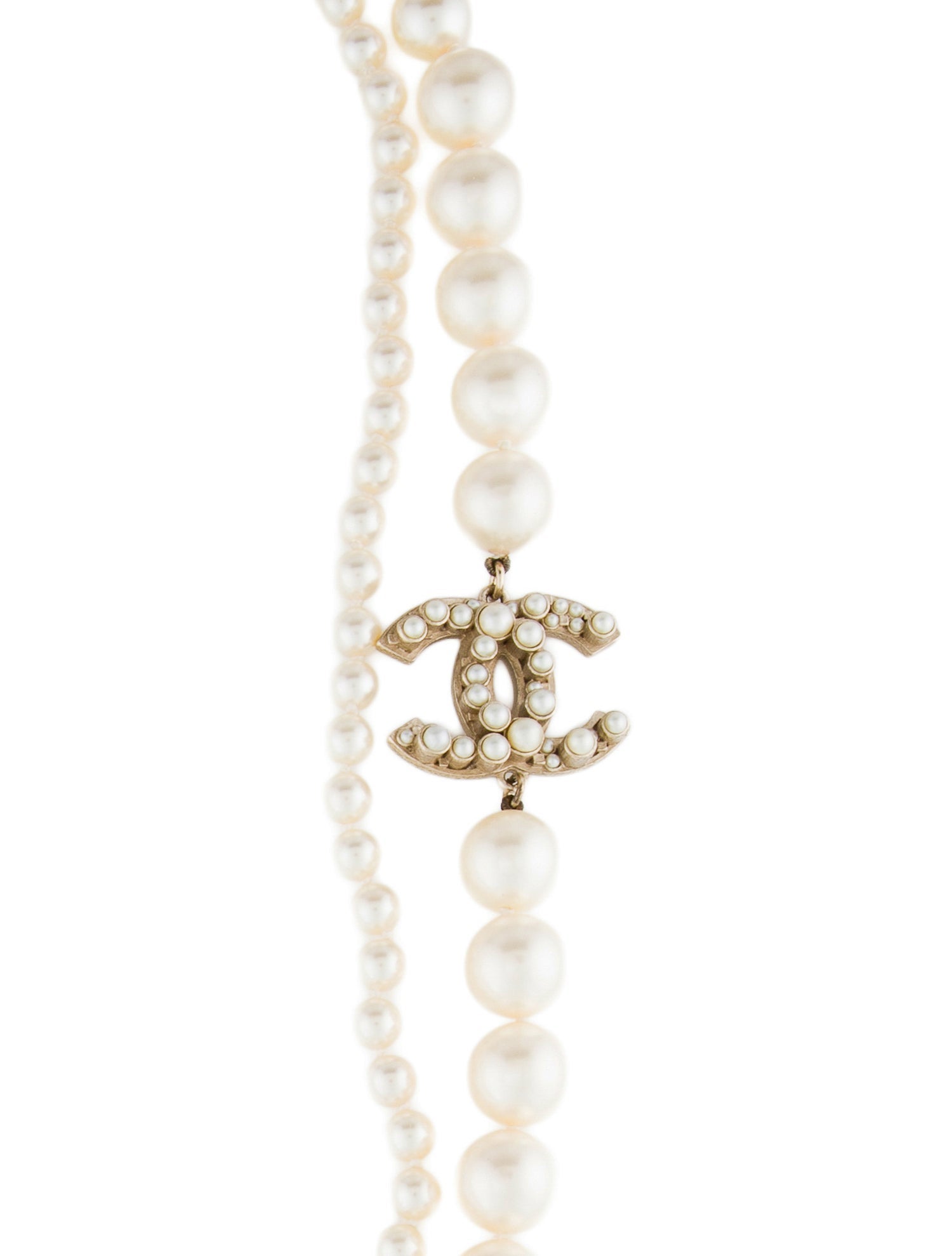 Chanel Faux Pearl, Strass & Resin CC Station Necklace