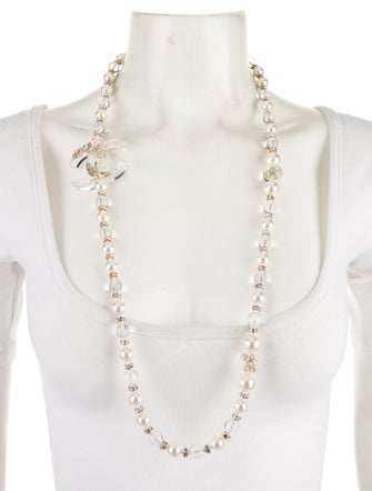 Chanel Faux Pearl, Strass & Resin CC Station Necklace
