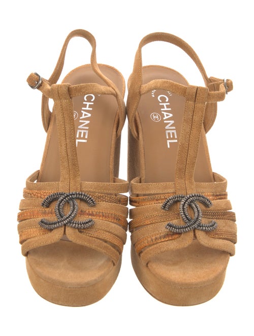 Chanel 2012 Interlocking CC Logo T-Strap Sandals