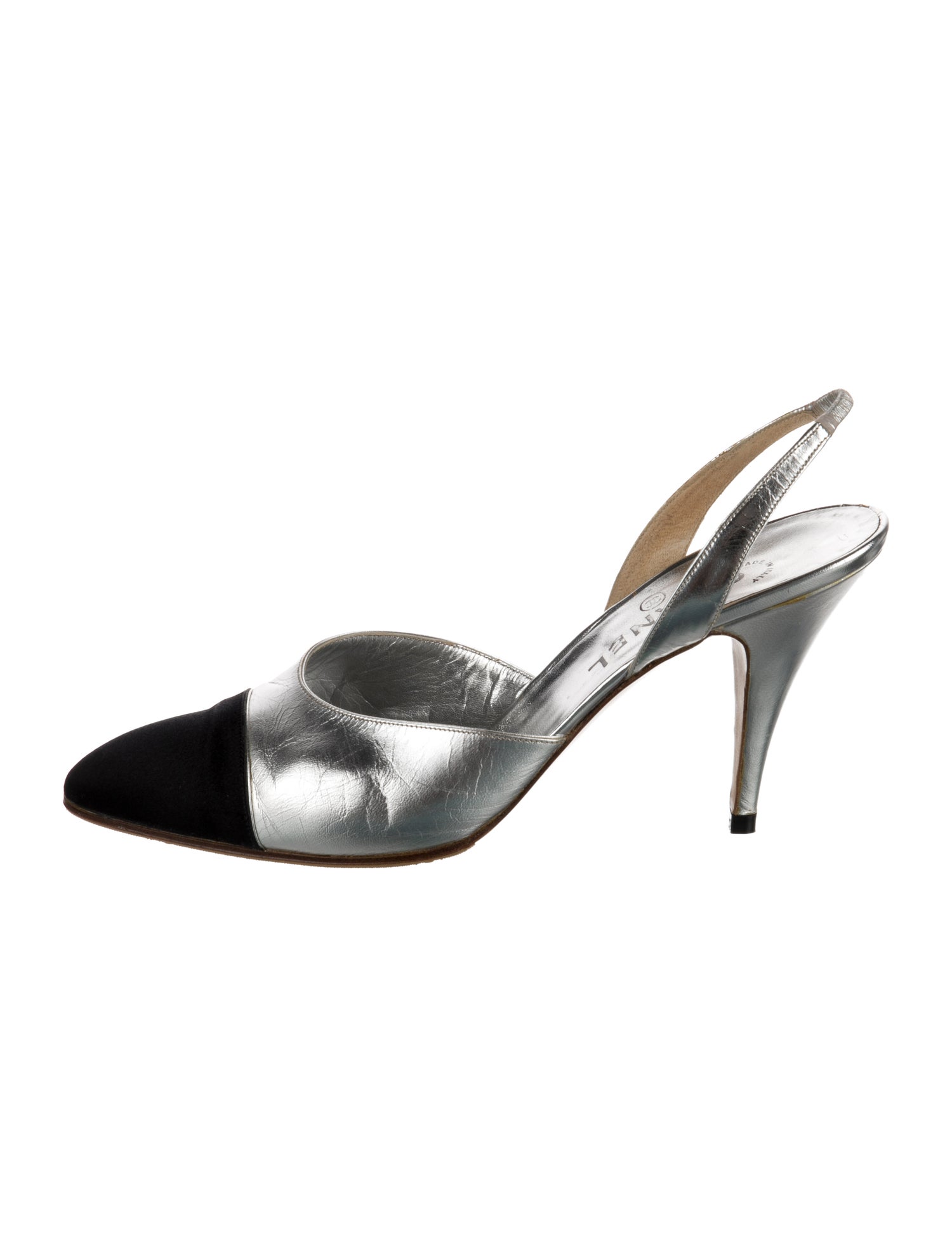 Chanel Vintage Interlocking CC Logo Slingback Pumps