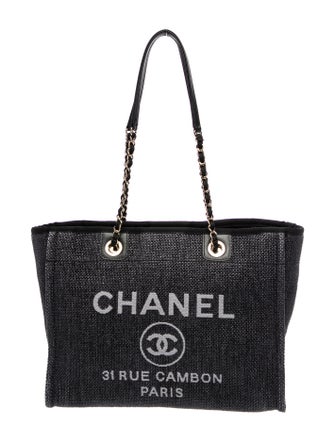Chanel Small Raffia Deauville Shopping Bag