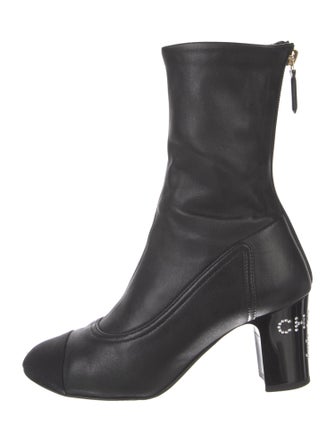 Chanel Interlocking CC Logo Leather Sock Boots