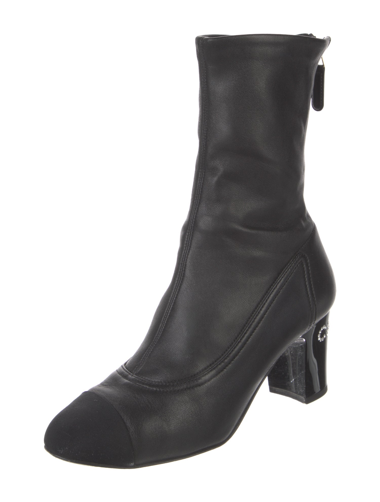 Chanel Interlocking CC Logo Leather Sock Boots