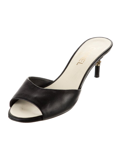 Chanel Interlocking CC Logo Leather Slides