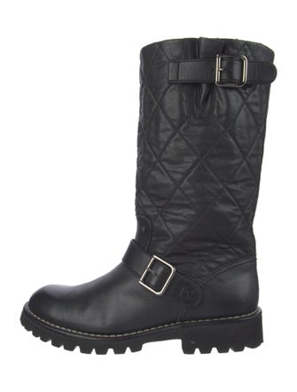 Chanel Interlocking CC Logo Leather Moto Boots
