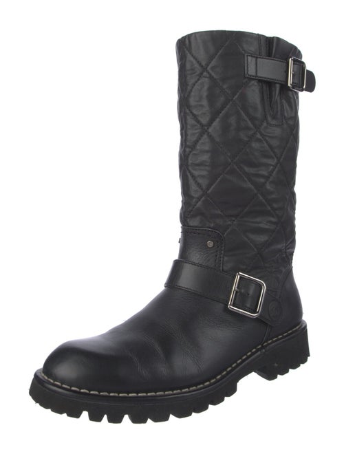 Chanel Interlocking CC Logo Leather Moto Boots