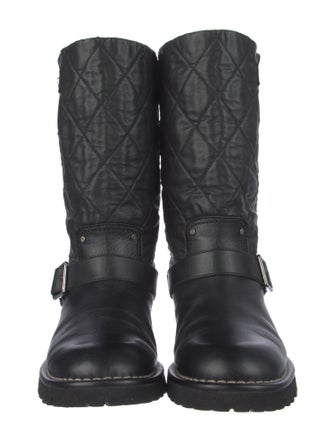 Chanel Interlocking CC Logo Leather Moto Boots