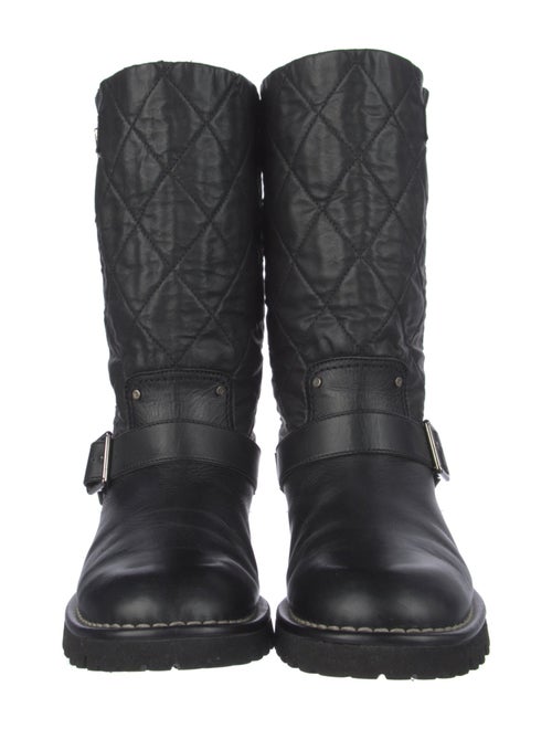 Chanel Interlocking CC Logo Leather Moto Boots