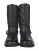 Chanel Interlocking CC Logo Leather Moto Boots