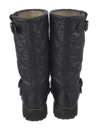Chanel Interlocking CC Logo Leather Moto Boots