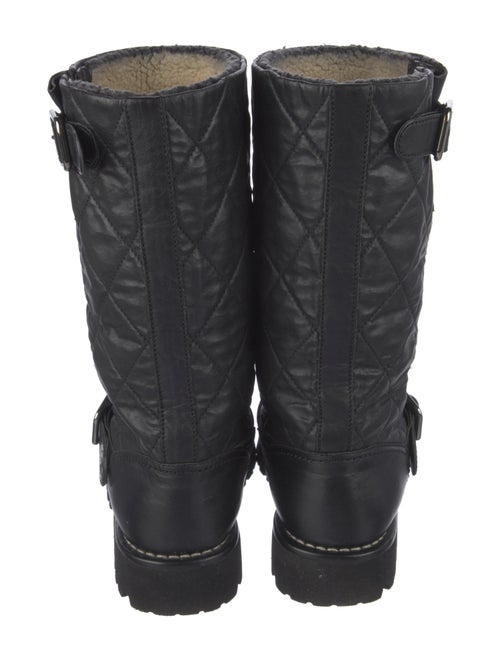 Chanel Interlocking CC Logo Leather Moto Boots