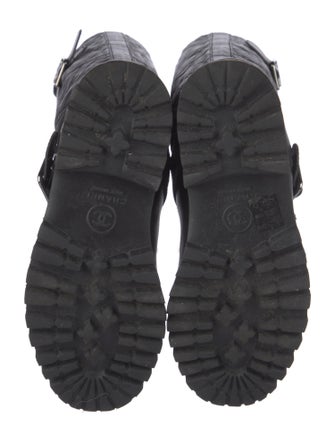 Chanel Interlocking CC Logo Leather Moto Boots