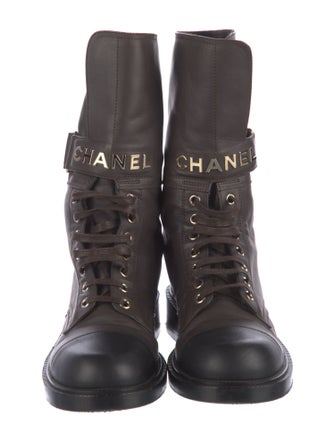 Chanel 2021 Interlocking CC Logo Combat Boots