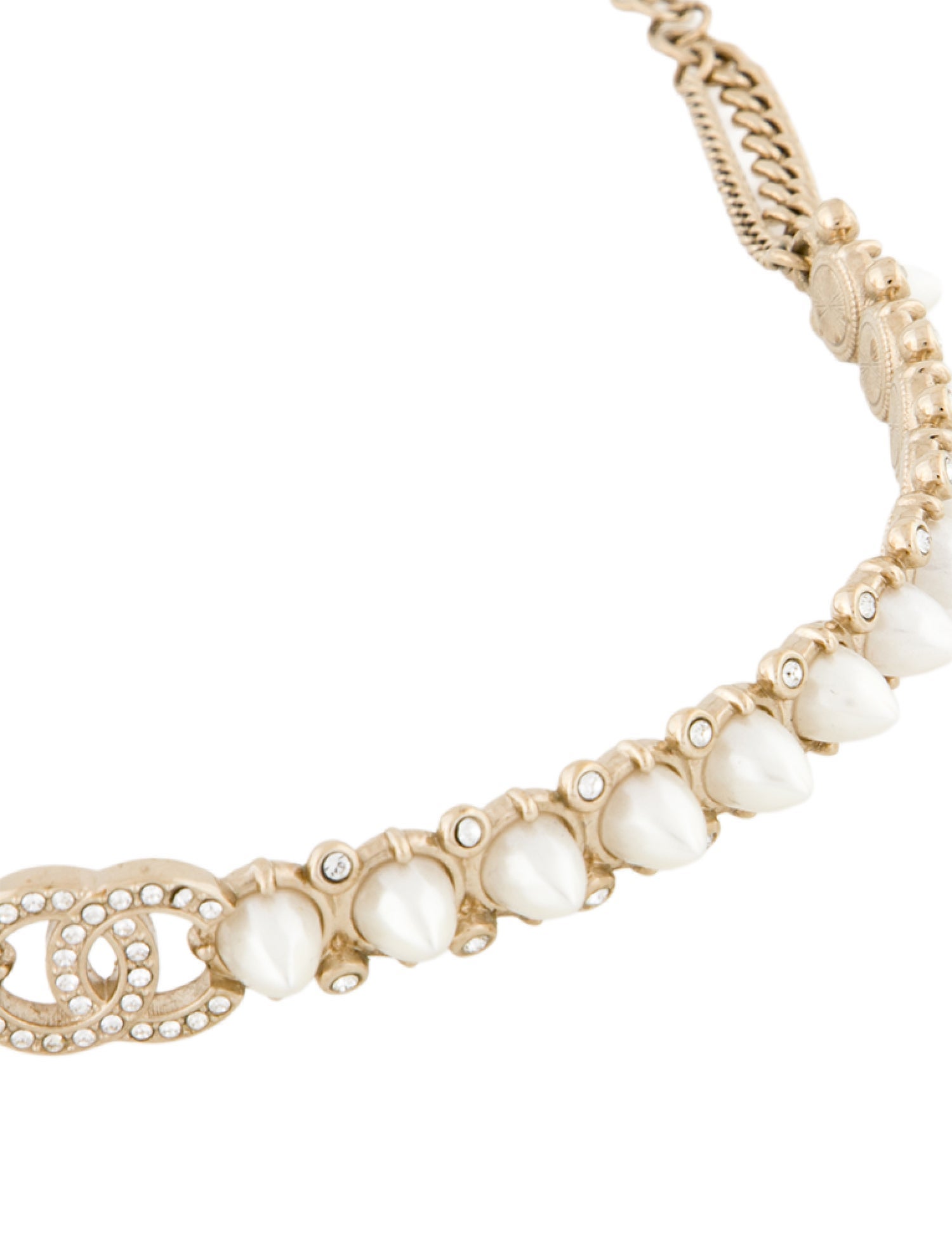 Chanel 2022 Faux Pearl & Strass CC Choker Necklace