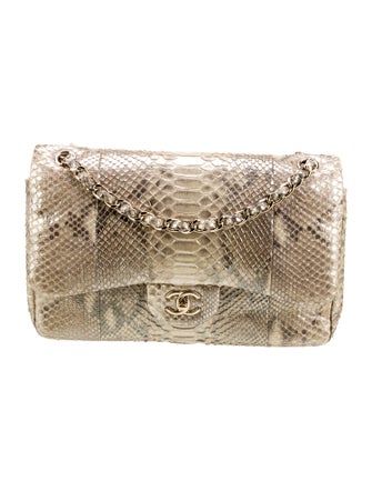 Chanel Classic Jumbo Python Double Flap Bag