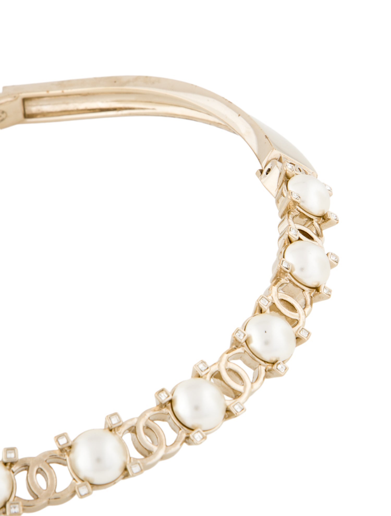 Chanel 2021 Faux Pearl & Strass CC Collar Necklace