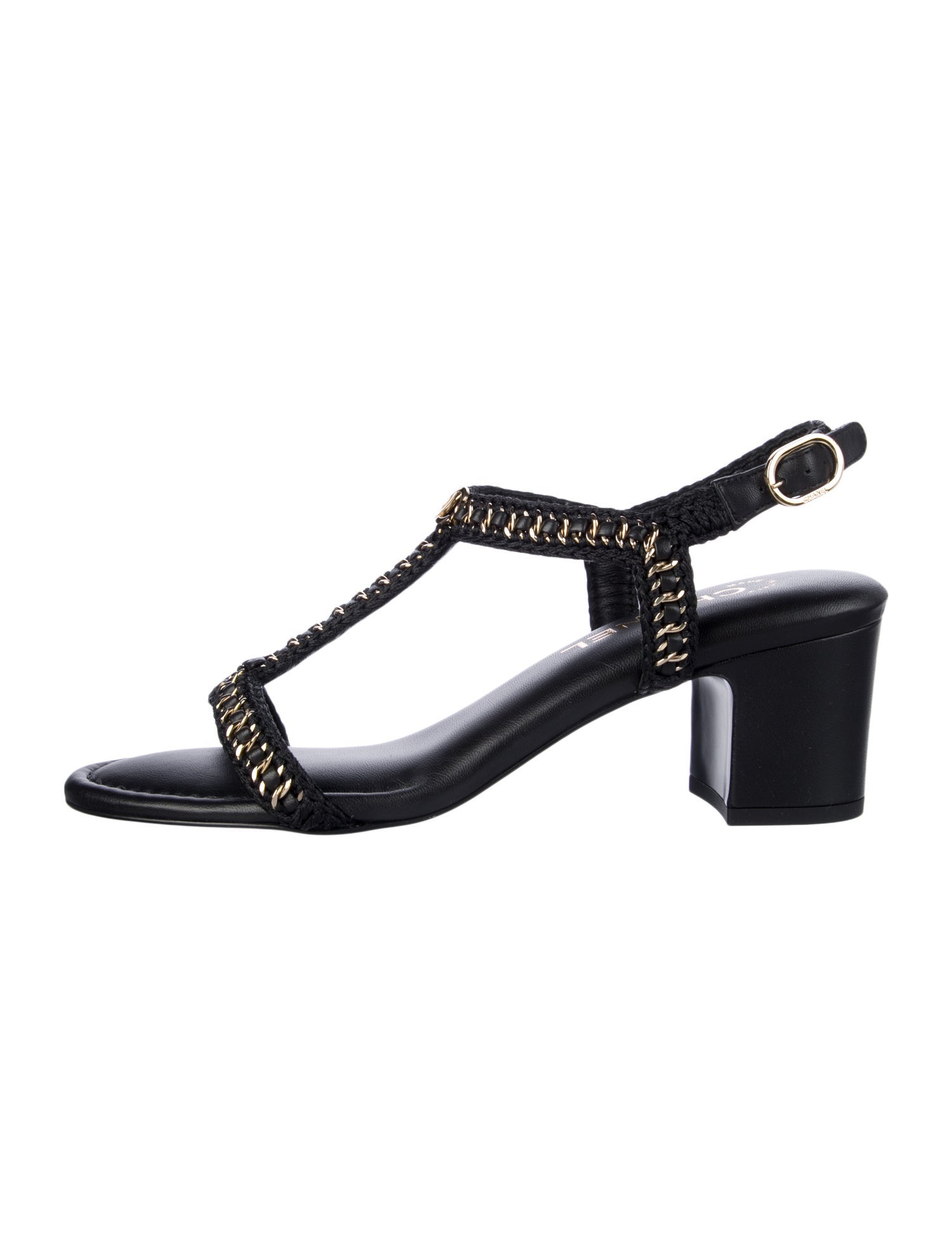Chanel 2022 Interlocking CC Logo T-Strap Sandals