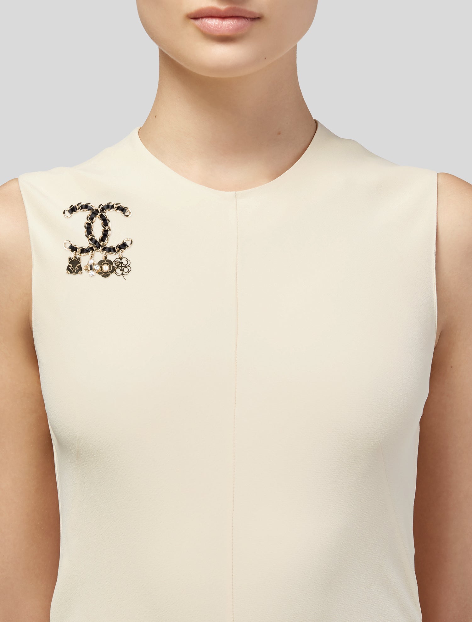 Chanel Faux Pearl, Starss & Leather CC Charm Brooch