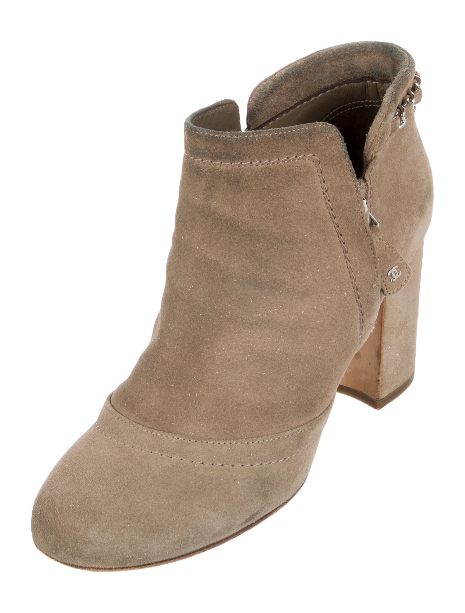 Chanel Interlocking CC Logo Suede Boots