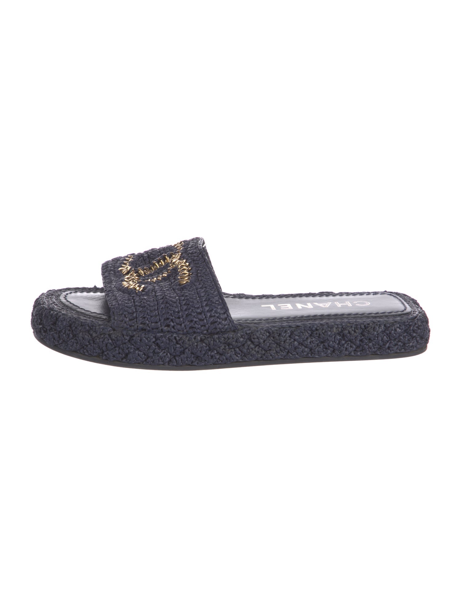 Chanel Interlocking CC Logo Raffia Espadrilles