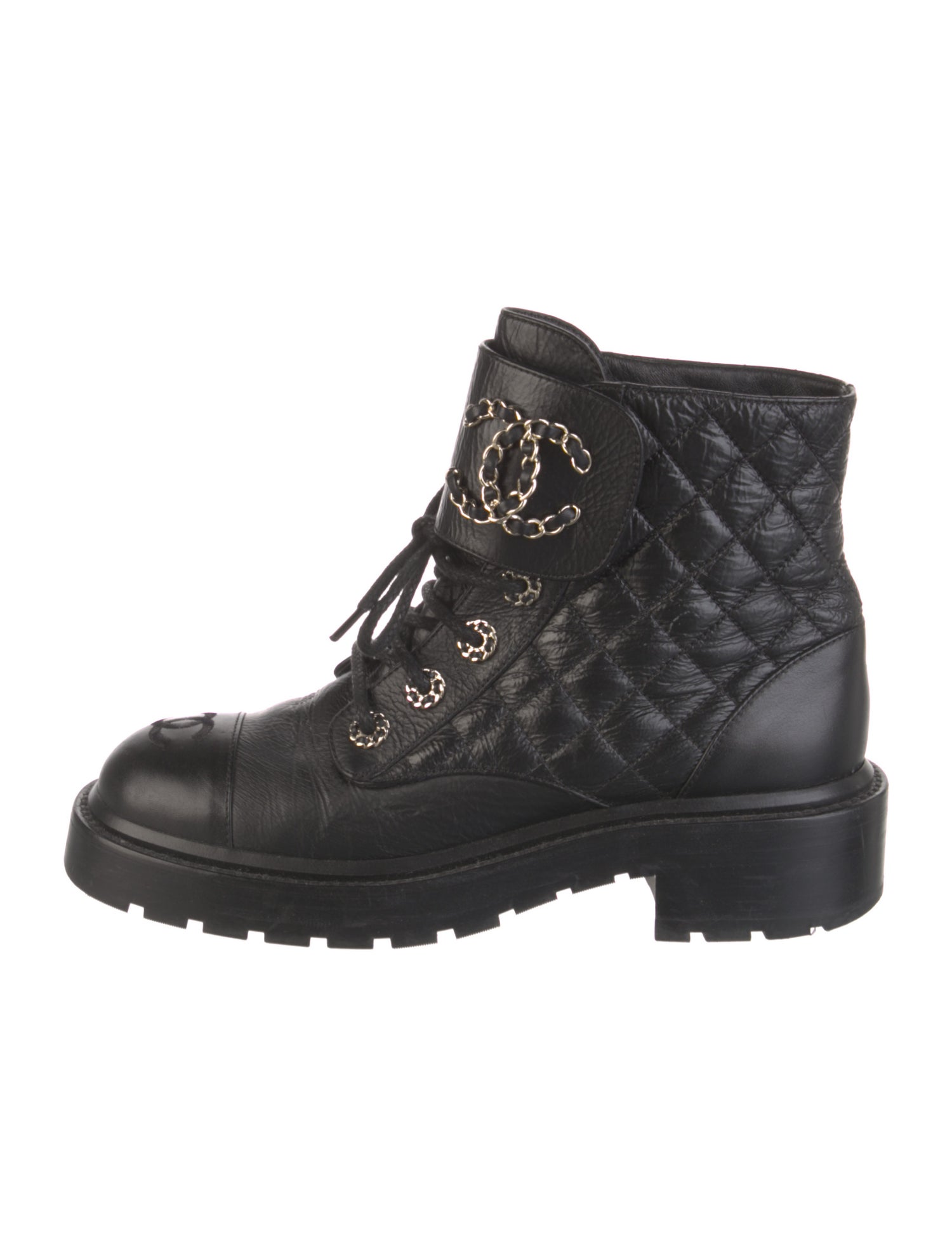 Chanel 2021 Interlocking CC Logo Combat Boots