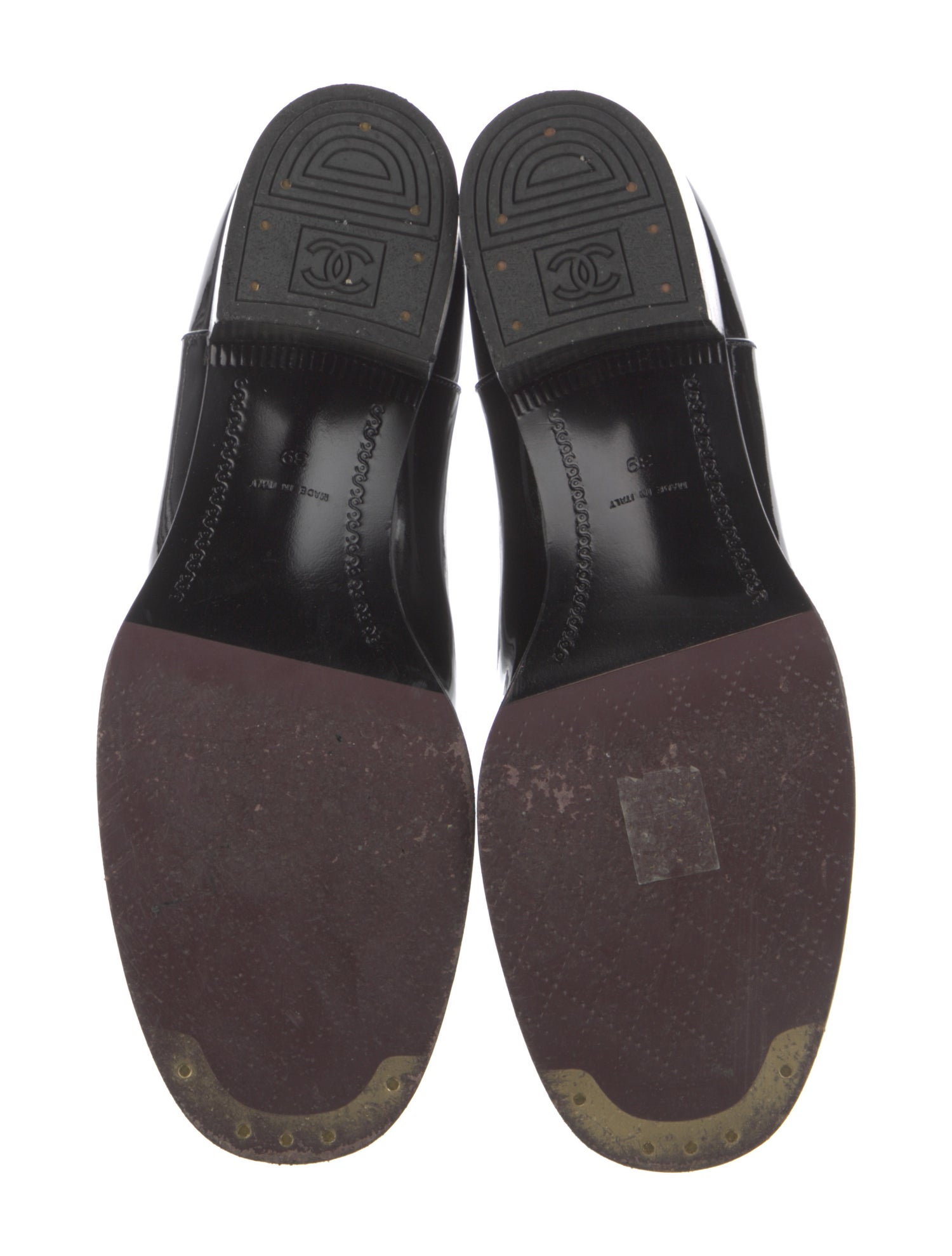 Chanel Interlocking CC Logo Patent Leather Boots