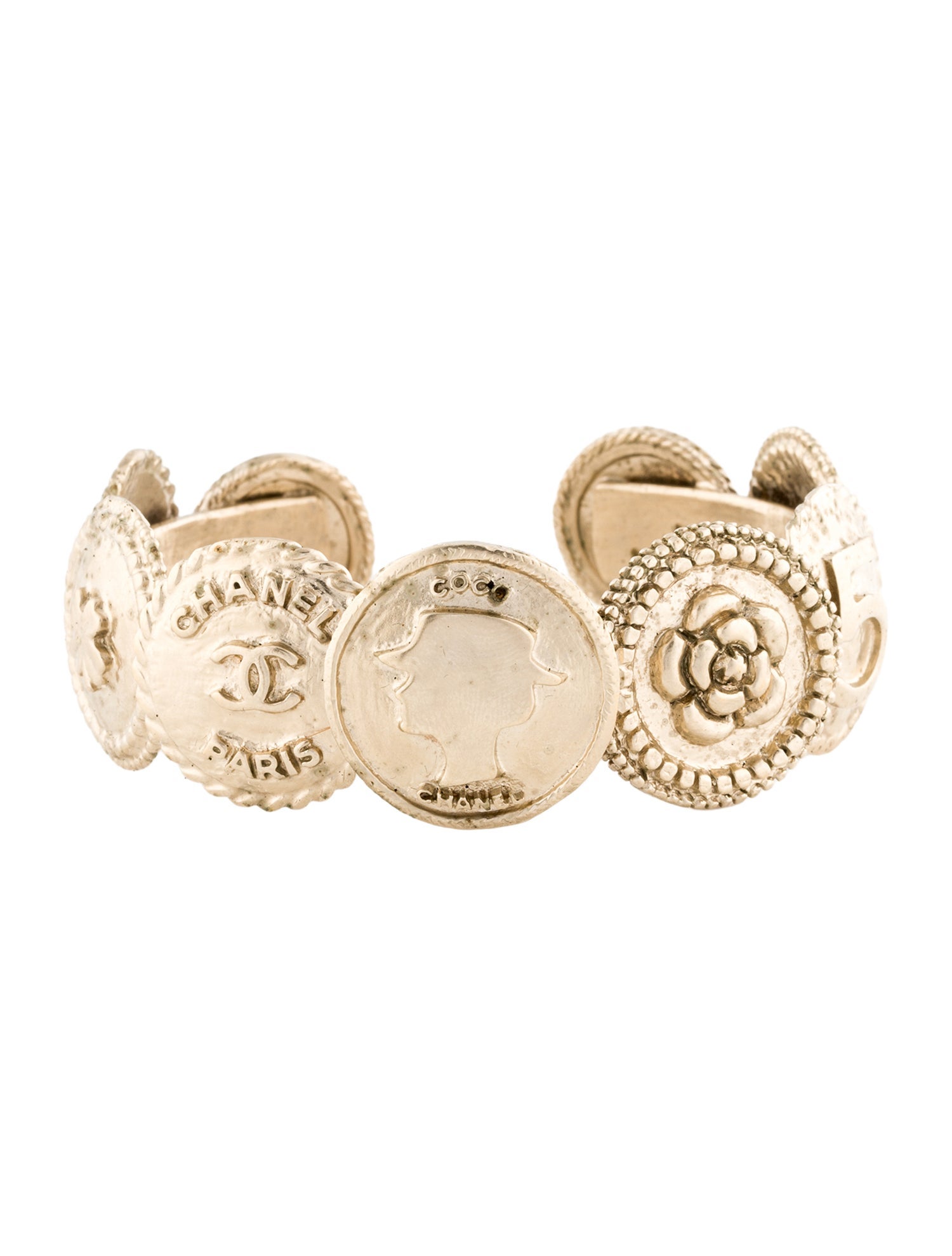 Chanel CC Medallion Coin Cuff Bracelet