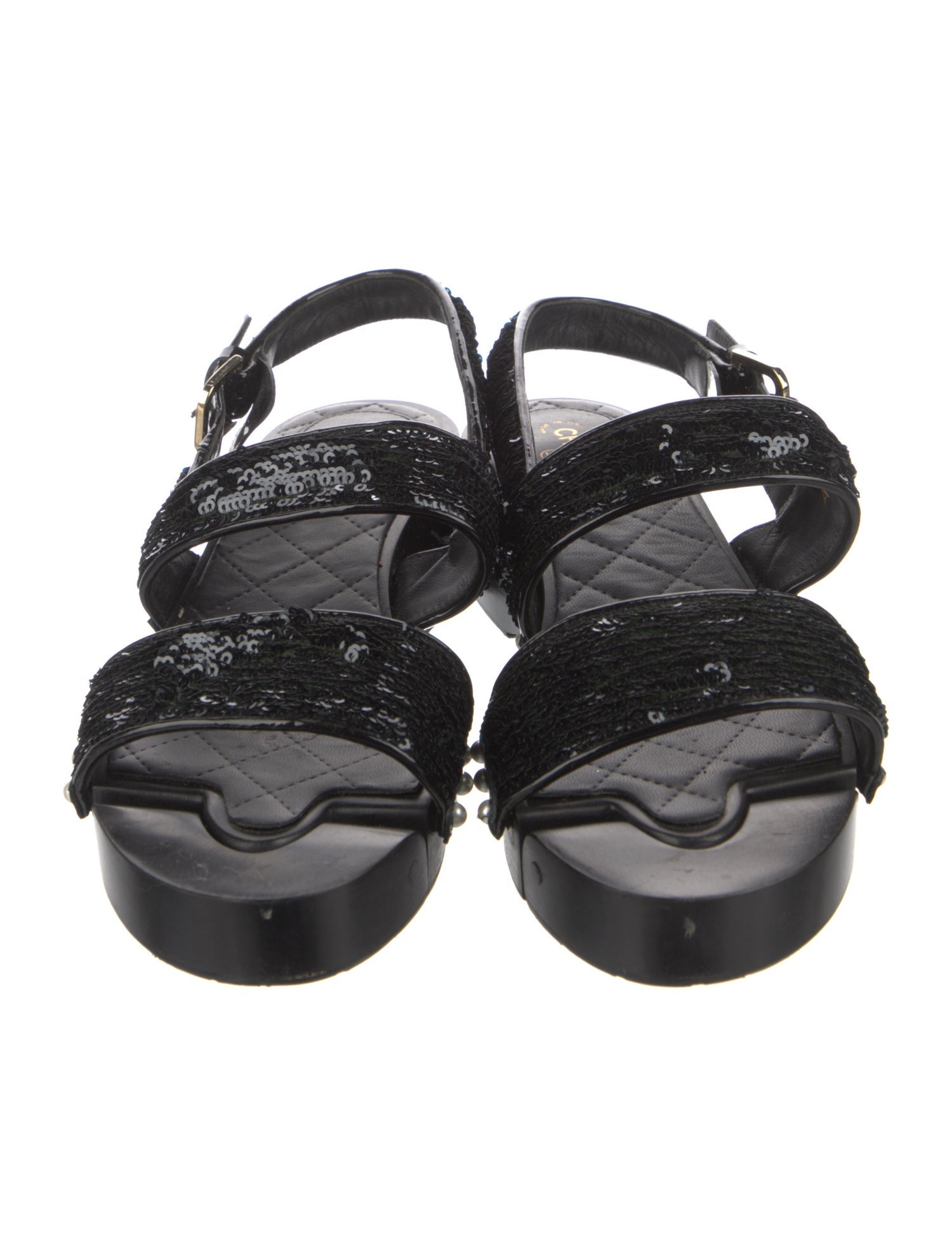 Chanel Interlocking CC Logo Sequins Slingback Sandals