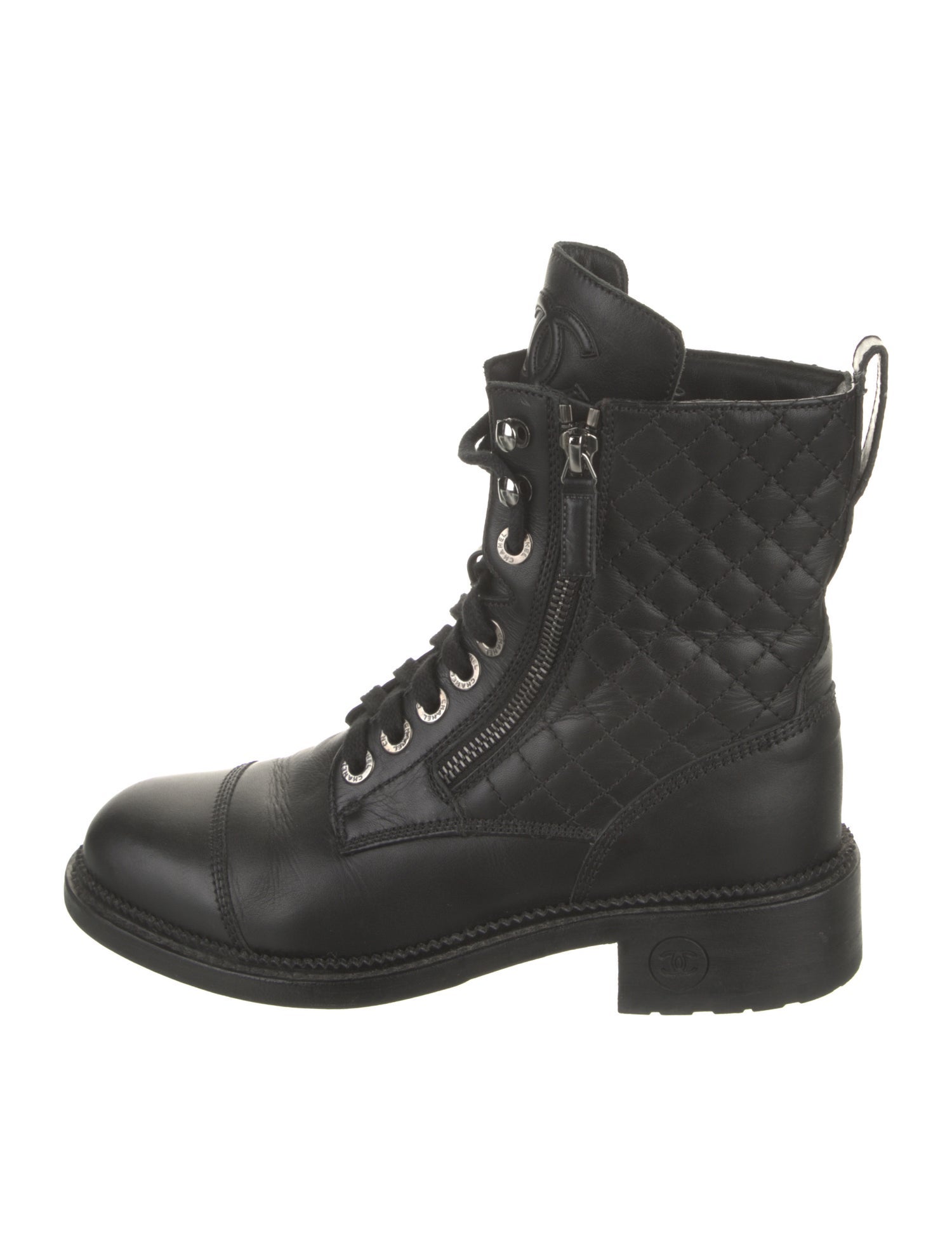 Chanel 2018 Interlocking CC Logo Combat Boots