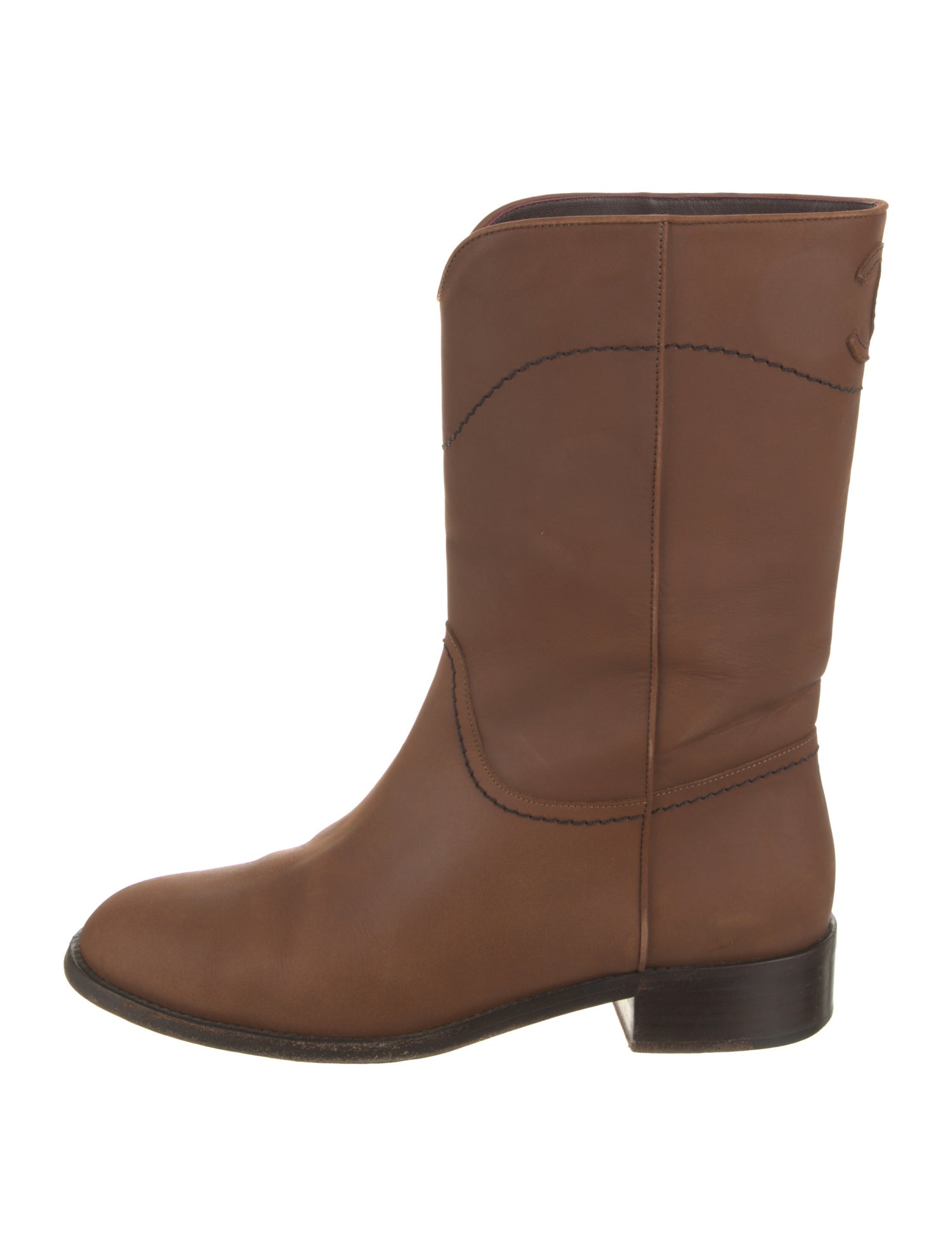 Chanel Interlocking CC Logo Leather Western Boots