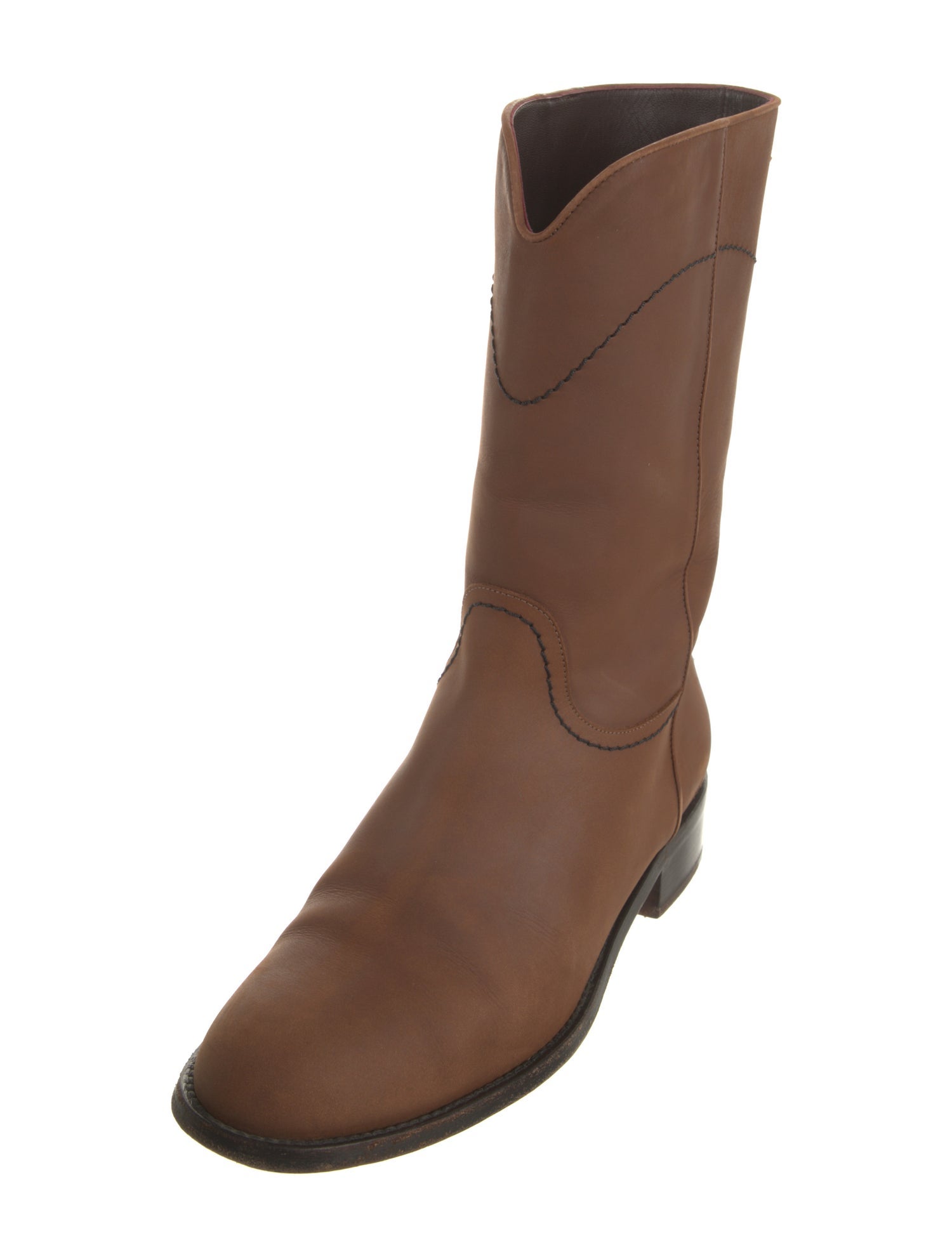 Chanel Interlocking CC Logo Leather Western Boots