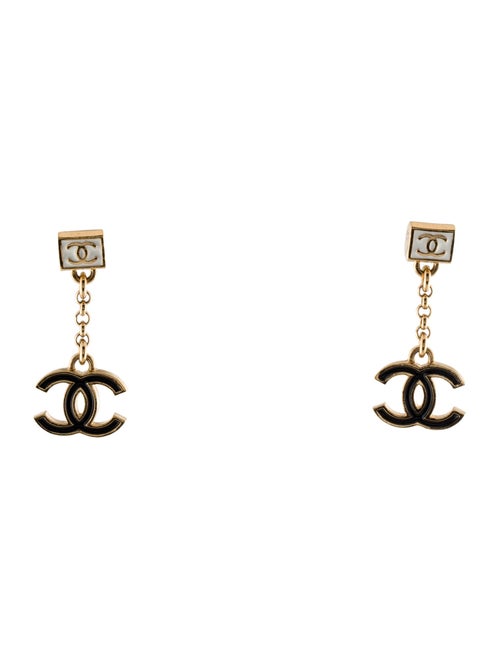 Chanel 2024 Enamel CC Drop Earrings