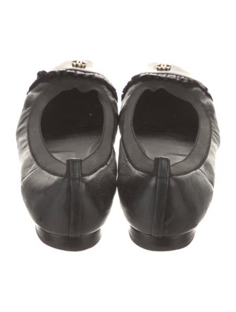 Chanel Interlocking CC Logo Leather Ballet Flats