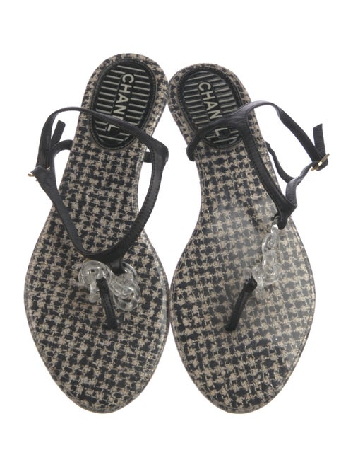 Chanel Interlocking CC Logo PVC T-Strap Sandals