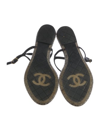 Chanel Interlocking CC Logo PVC T-Strap Sandals