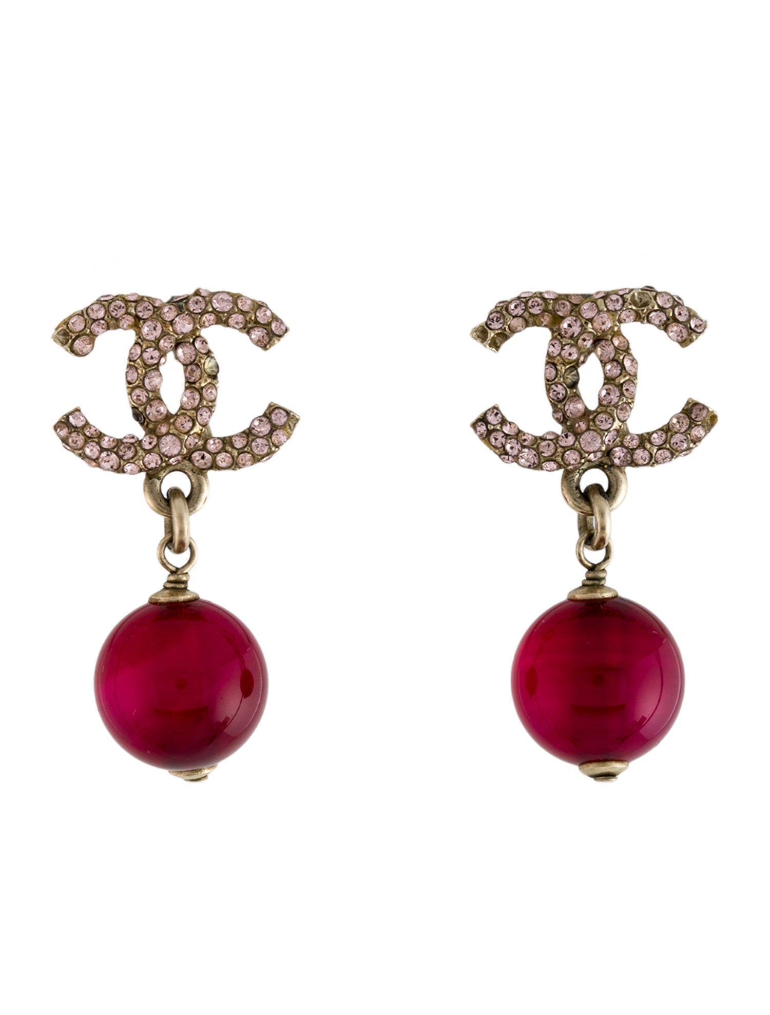 Chanel Strass & Bead CC Drop Earrings