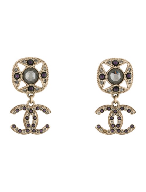 Chanel 2022 Faux Pearl & Strass CC Drop Earrings