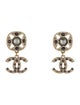 Chanel 2022 Faux Pearl & Strass CC Drop Earrings