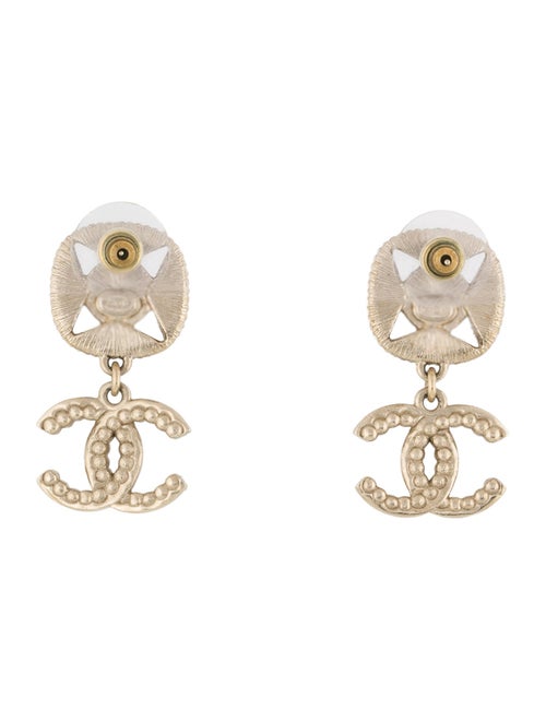 Chanel 2022 Faux Pearl & Strass CC Drop Earrings