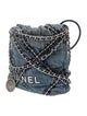 Chanel 2024 Denim Stitched Quilted Mini Chanel 22 Hobo