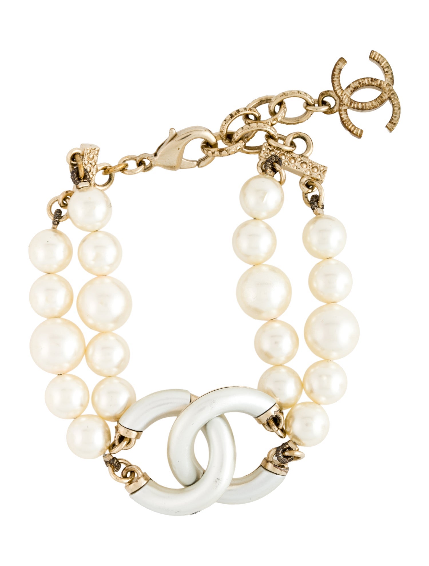 Chanel Faux Pearl CC Bead Bracelet