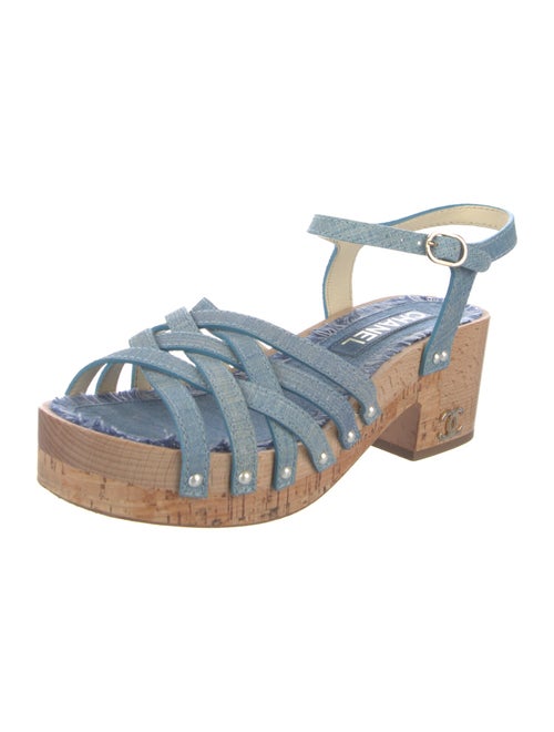 Chanel Interlocking CC Logo Denim Sandals