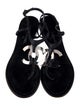 Chanel Interlocking CC Logo Leather T-Strap Sandals