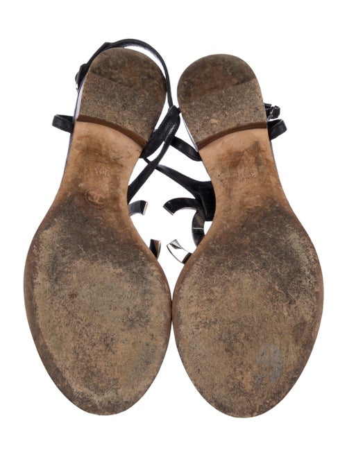 Chanel Interlocking CC Logo Leather T-Strap Sandals