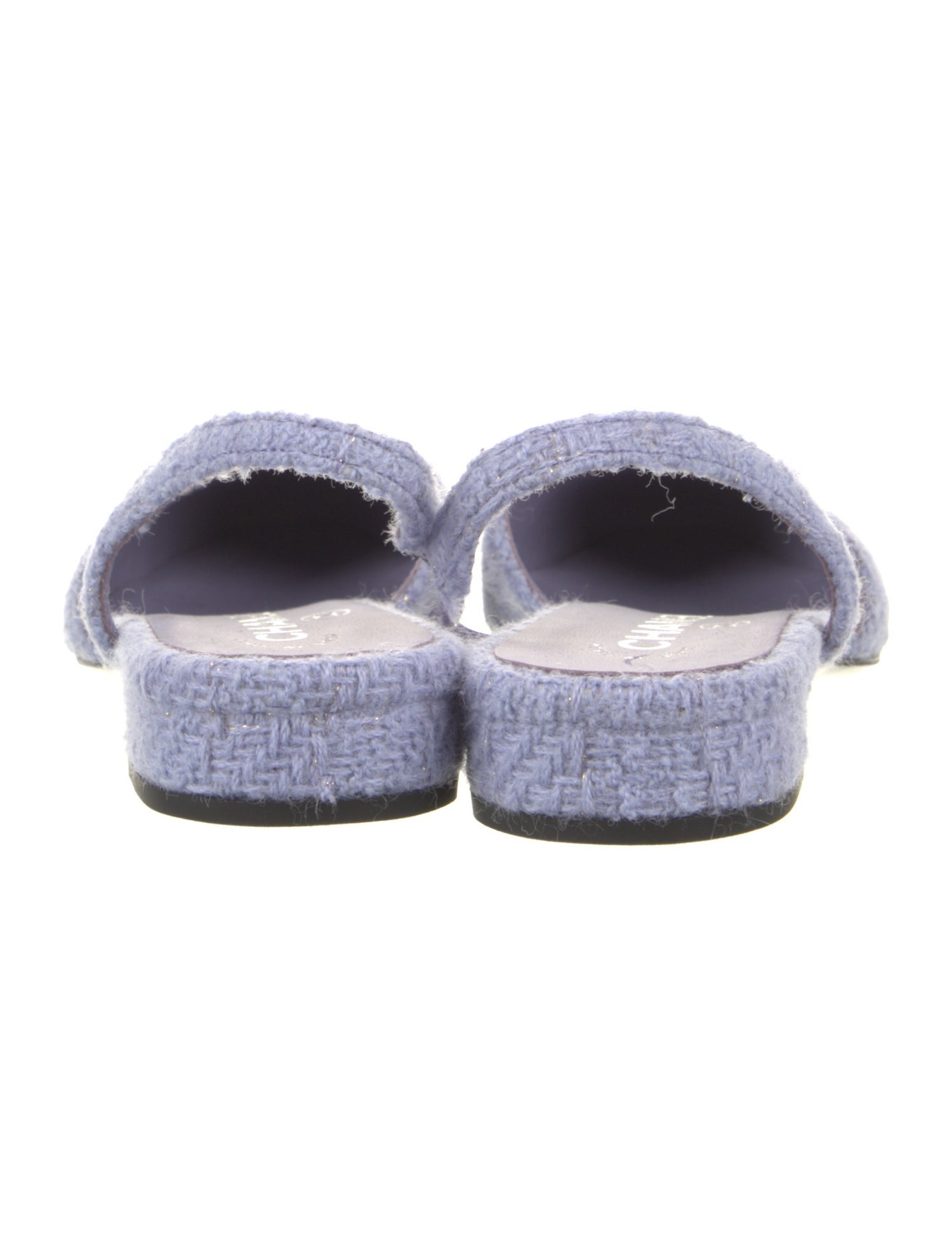 Chanel Interlocking CC Logo Tweed Slingback Flats