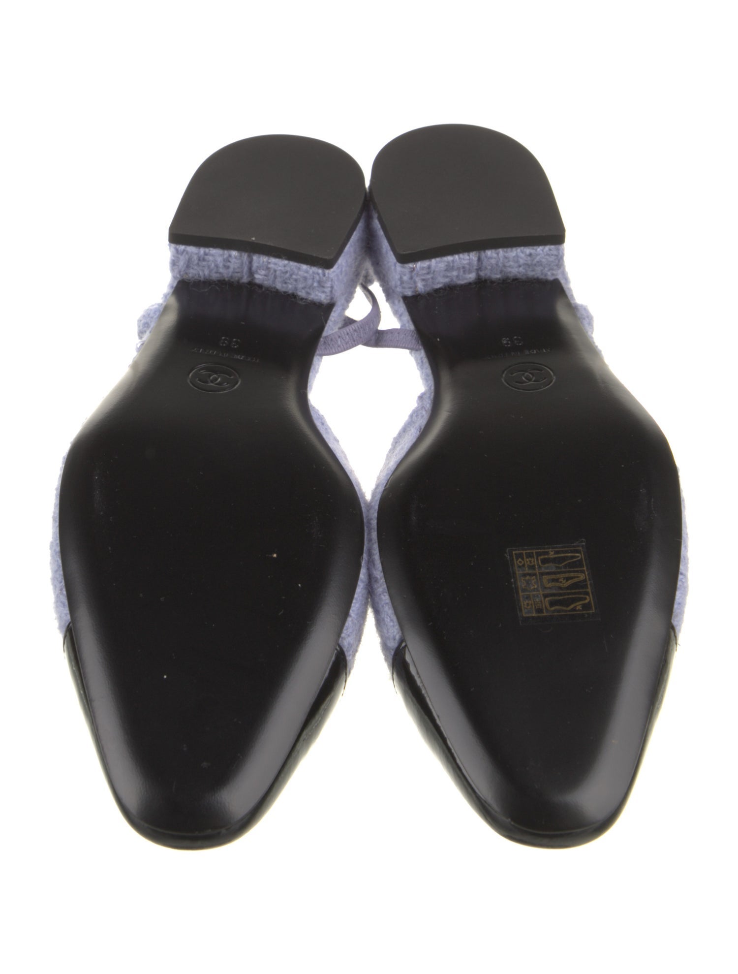 Chanel Interlocking CC Logo Tweed Slingback Flats