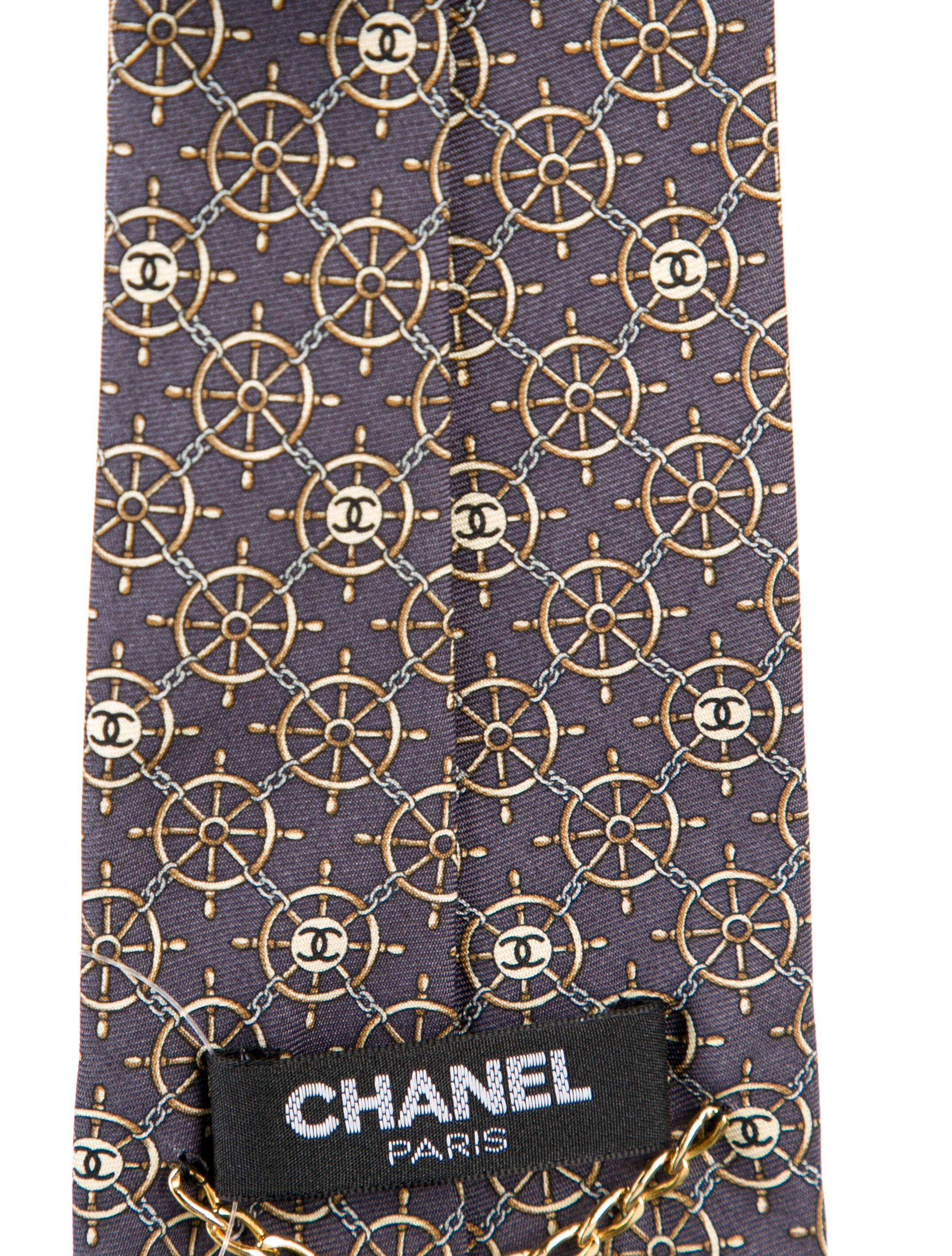Chanel Vintage Ship Helm Silk Tie