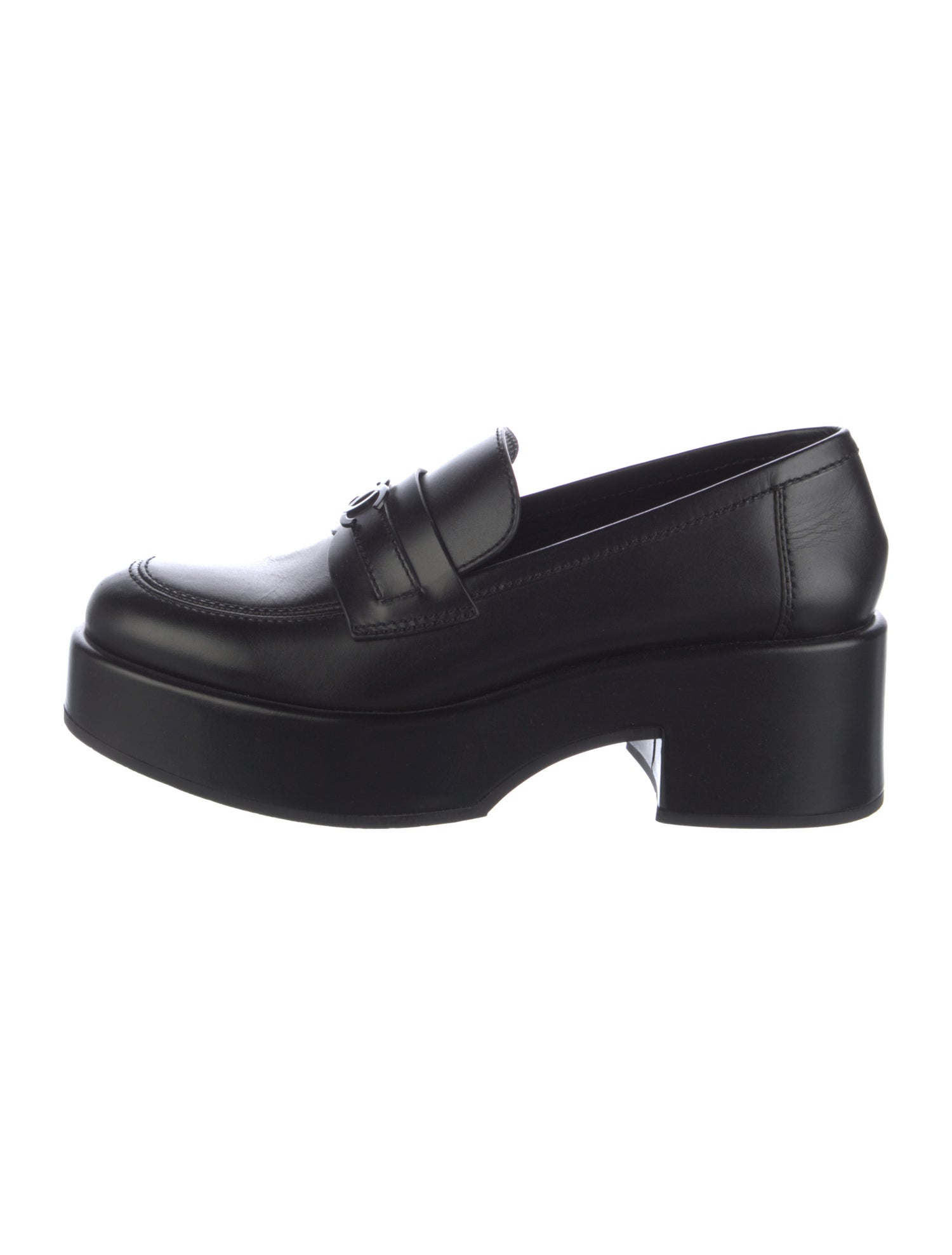 Chanel Interlocking CC Logo Leather Loafers