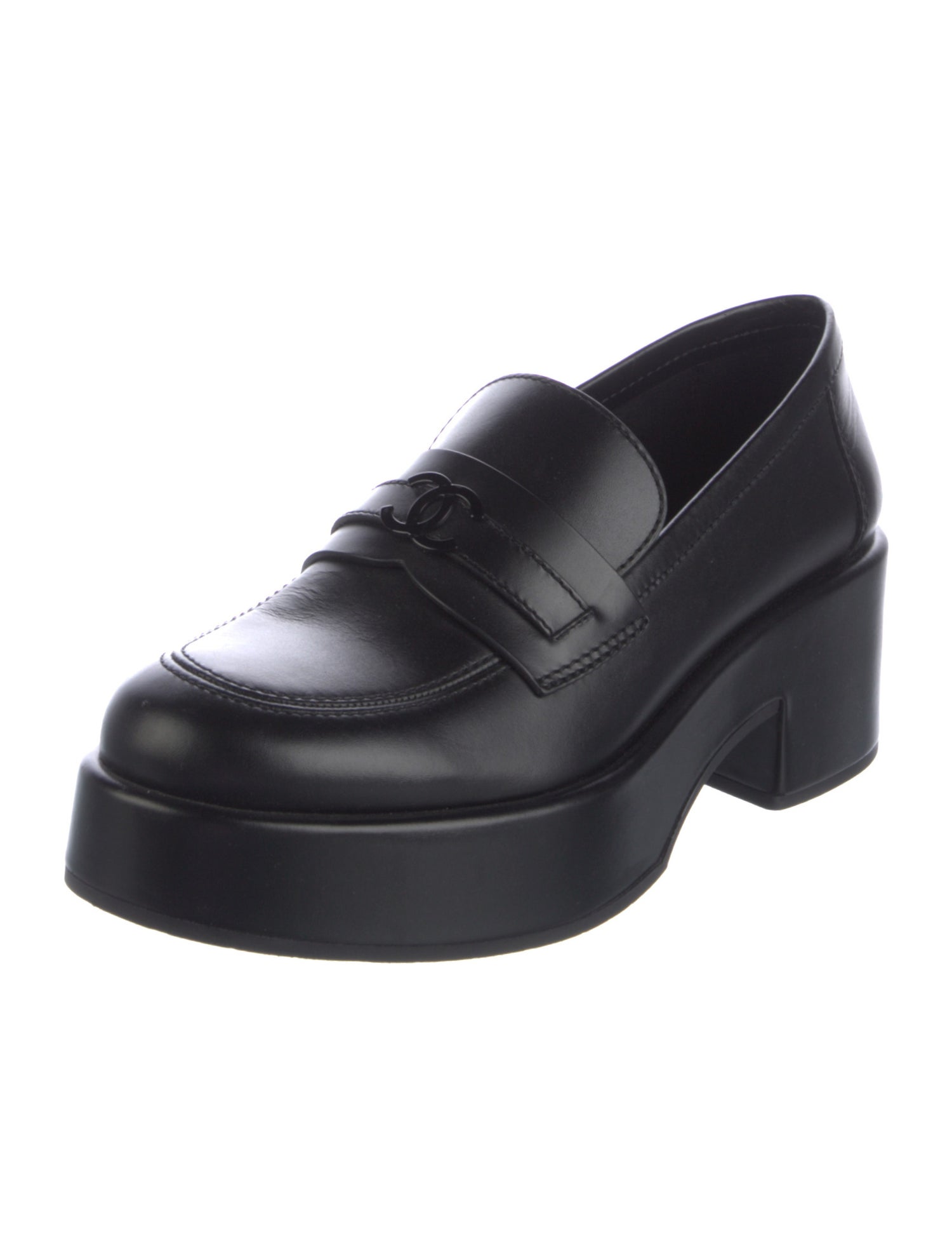 Chanel Interlocking CC Logo Leather Loafers