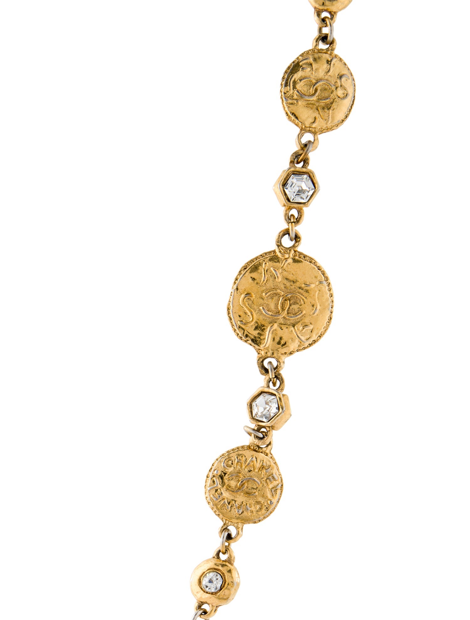 Chanel Vintage Strass CC Medallion Long Necklace